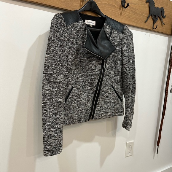 Calvin Klein mixed media Moto blazer - Picture 4 of 5